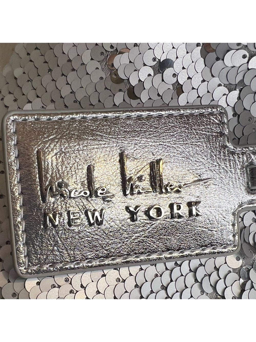 NICOLE MILLER SILVER SEQUIN MINI BAG NEW - Picture 5 of 8